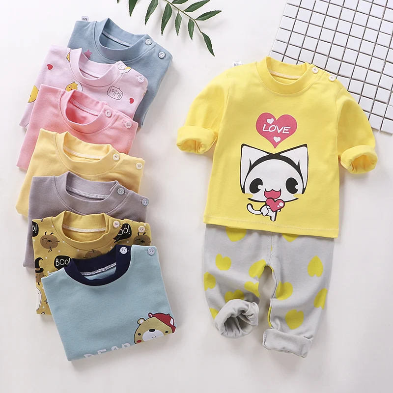 
Autumn 100% Cotton Home Clothing Kids Clothes Sets for Children with Cartoon Printing and Dyeing for Boys and Girls 