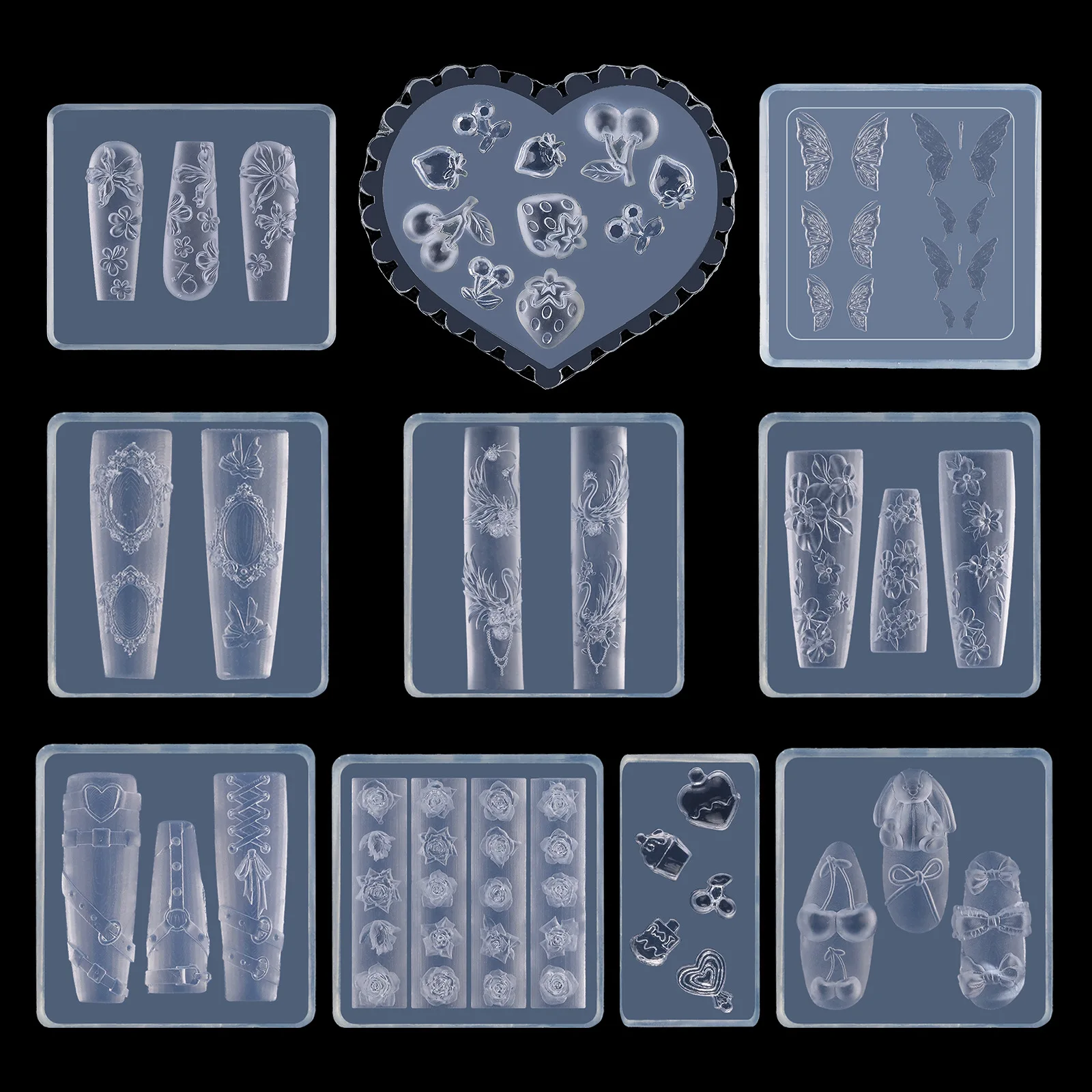 New Stock Arrival Small Head Stamper Jelly Clear Nail Stampers Transparent Nail Art Silicone Mold French Lace Stamping Kit