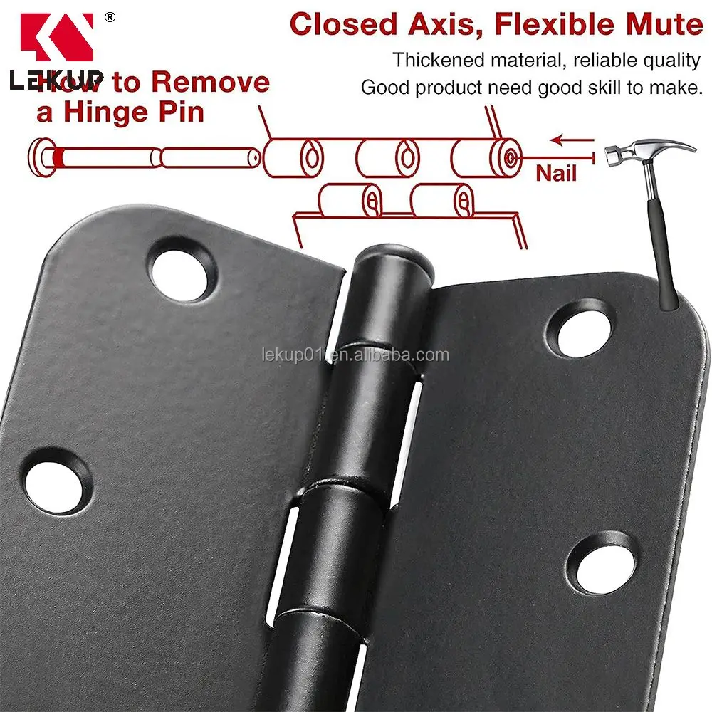 High-quality Iron Matte Black Plain Bearing Hinges 3.5 inch Security House Door Hinges Interior Black Doors Hinges