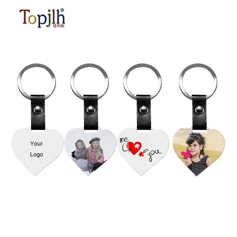 wholesale print on demand plain white double sided coated sublimation keychain blanks heart round square