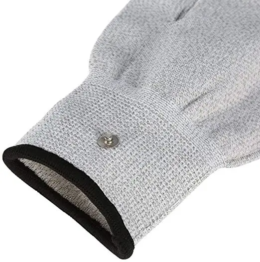 Silver Fiber Medical Equipment Electric Massage Gloves With Adapter Electrode Lead Wires