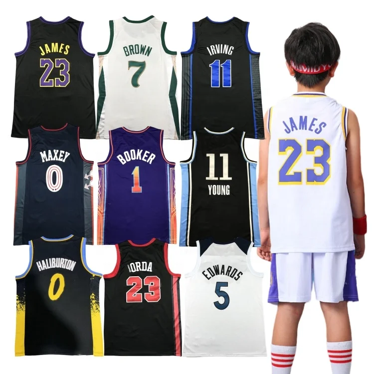 2025 Hot Wholesale Price Embroidery James 6 Curry 30 Bryant 24 Durant Tatum 0 Kids Youth Nbaing Uniform Basketball Shirt Jerseys
