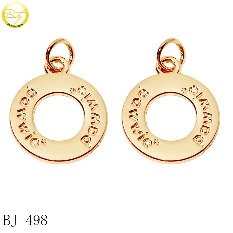 Round shape pendant engraved logo keychain charms custom enamel hang tags for promotion gift