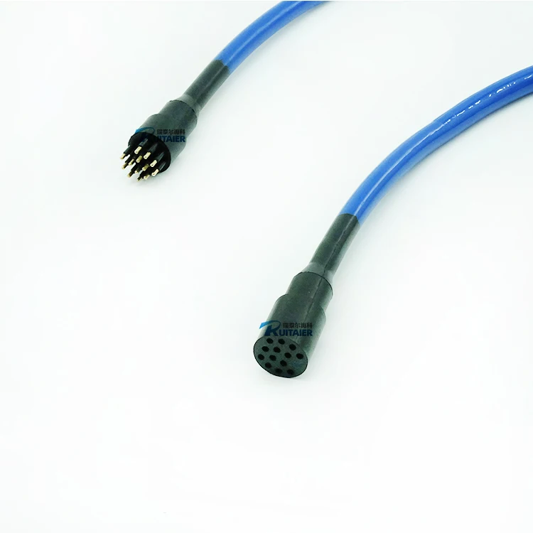 UNDERWATER 7000m DIL13M DIL13F Inline cable 600V  4 pair 24 AWG, 0.20 mm2 PUR, Power conductors 4 x 18 AWG Ethernet connector