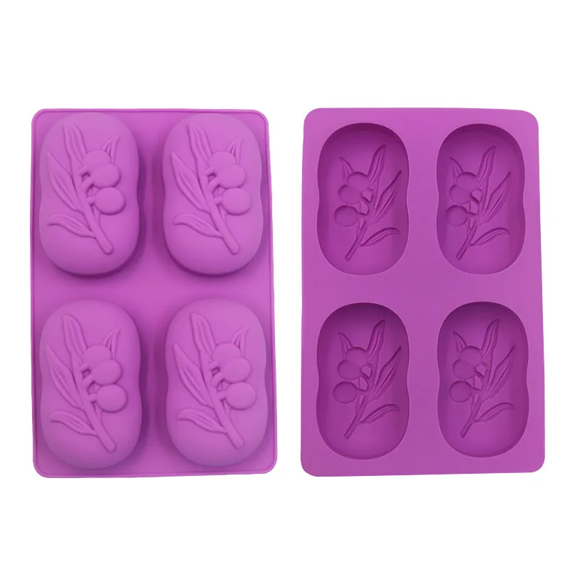 Wholesale The Best-Selling 4 Cavity Mold New Design Leaf Soap Mold Handmade Rectangular Silicone Soap Mold Making Soap