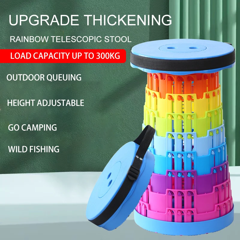 Upgraded Collapsible Stool Bench Adult Portable Retractable 600lbs Telescopic Foldable Camping Stool for Outdoor Fishing Hiking