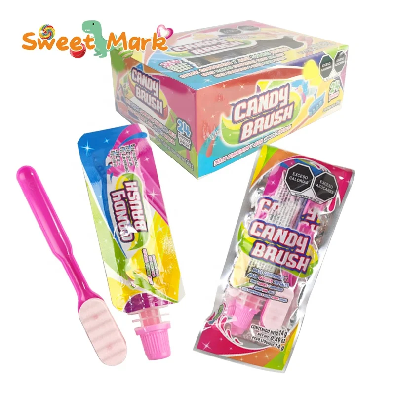 toothbrush shape candy lollipops with jelly jam halal hard candy