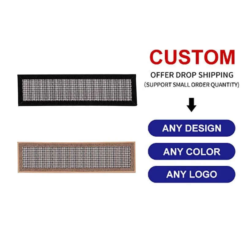 Modern Non-Slip Stair Treads Reusable Indoor Carpet Runners for Kids & Dogs Rubber Woven Wooden Steps Adhesive