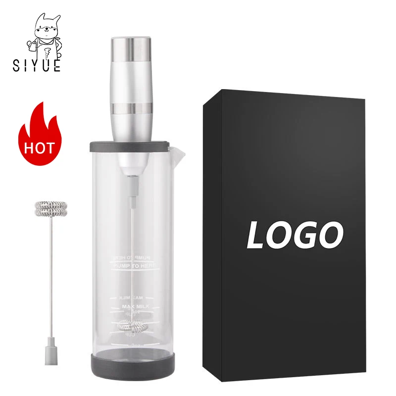 SIYUE Black Frother 19000RPM Milk & Tea Frother With A Measuring Glass Handheld Pitcher Electric Coffee Blender 9162