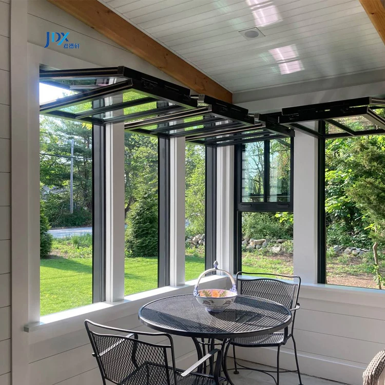 Aluminum Alloy  Vertical Folding Windows Push Double Pane Bifold Windows Fold up  Vertical Folding Windows