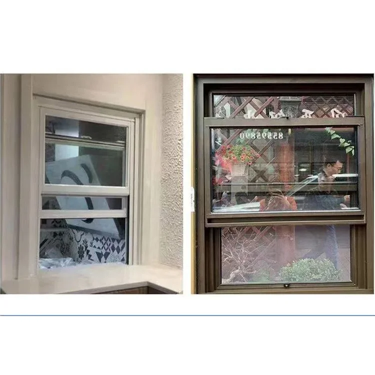 White aluminum Frame Vinyl Double Hung Windows Low E Glazed Vertical Sliding Window With Mosquito Net