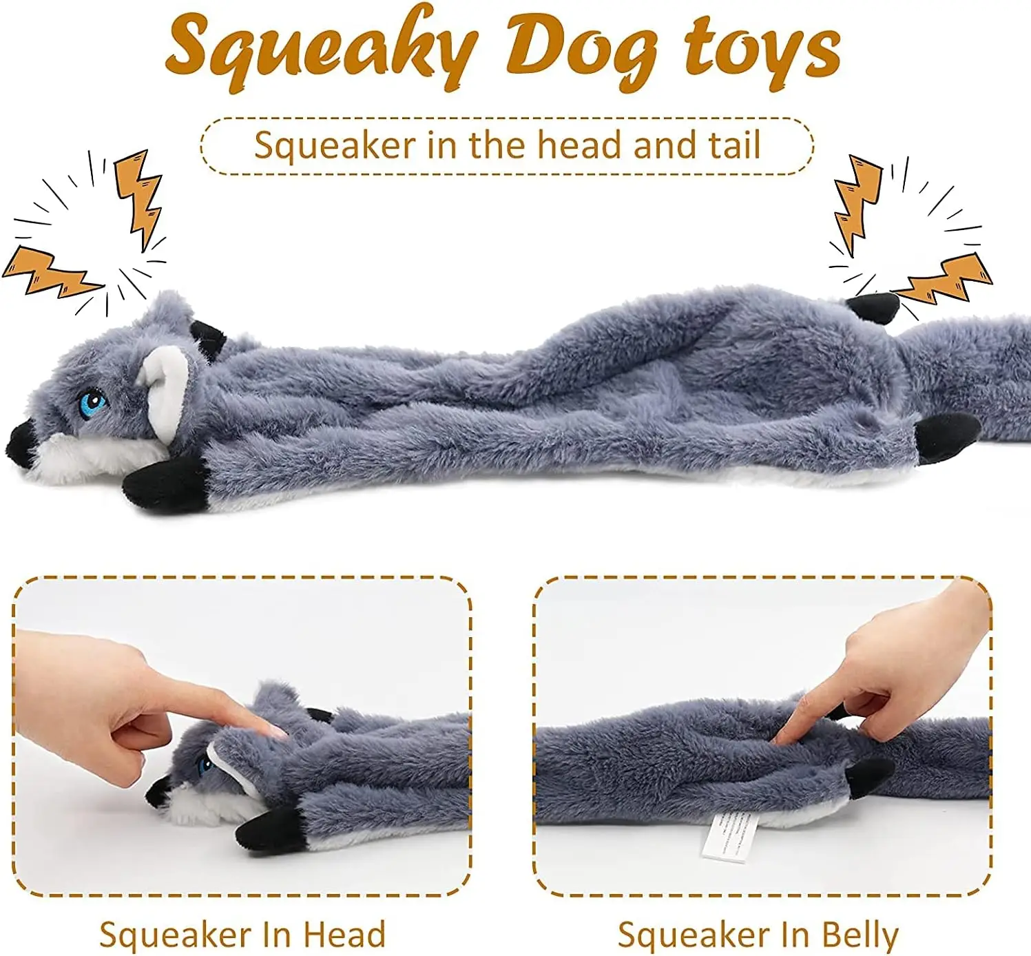 Interactive 5 Pack Pet Toys Dog Large Squeaky Toys Crinkle No Stuffing Animals Dog Plush Chew Toy for Small Medium and Large Dog