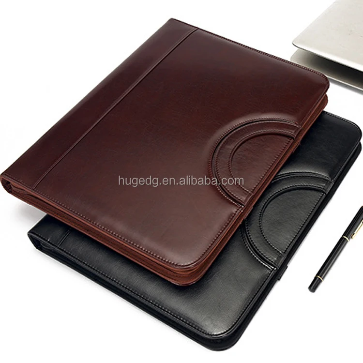 New Design Multi Functional Waterproof A4 PU Leather Office Supplies Hardcover Portfolio Folder with Calculator Note Pad