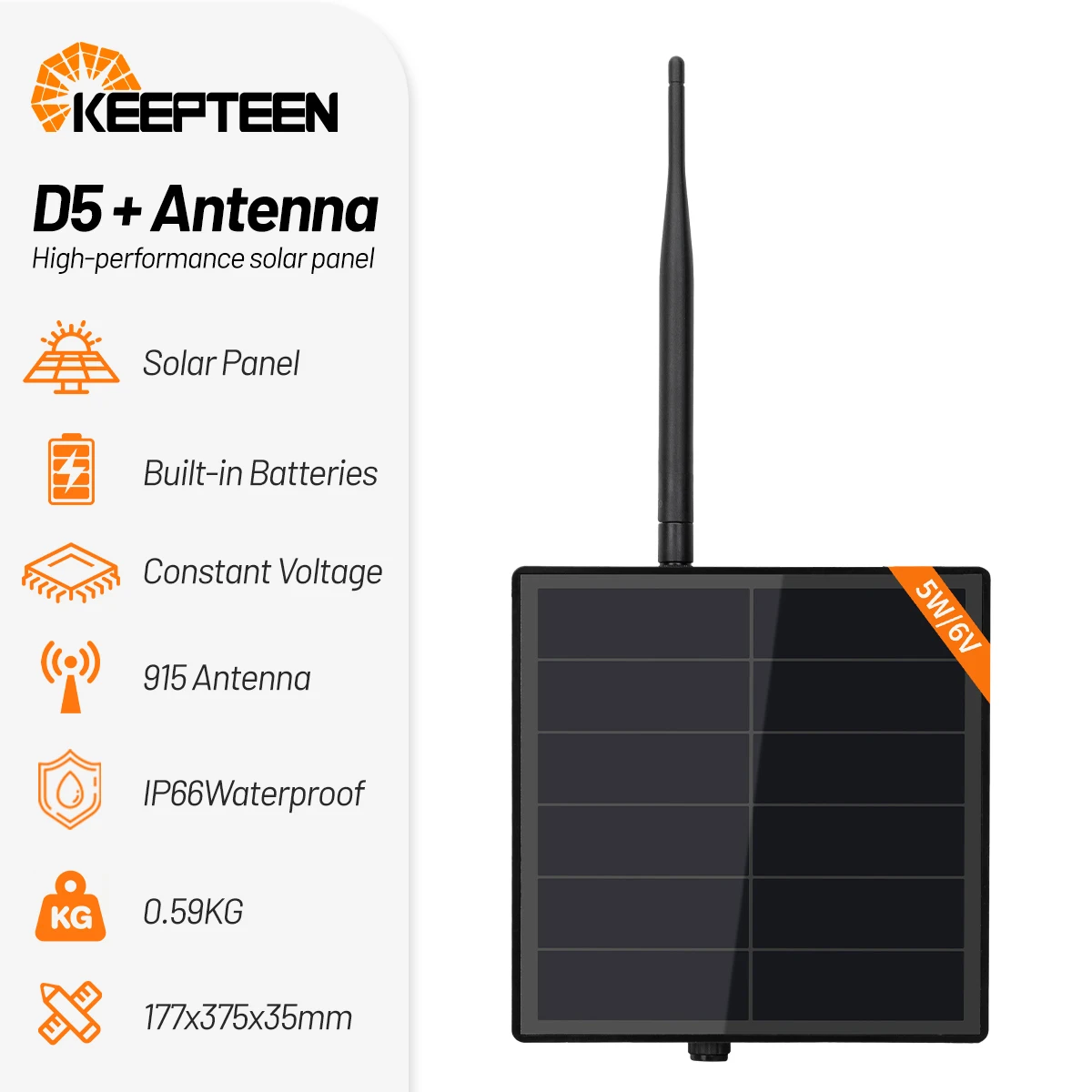 New 5w Power Ups D5 Solar Panel System With Antenna Heltec V3 Lora Iot Meshtastic for Outdoor Farm Communications