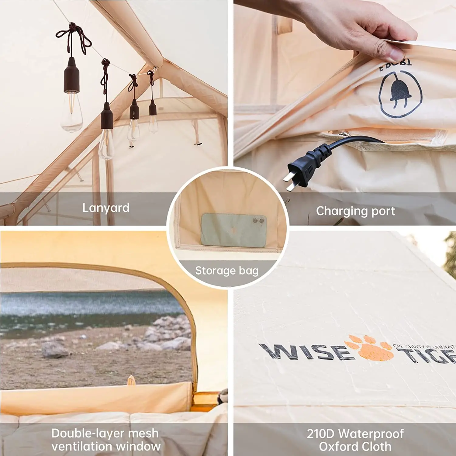 Easy Set Up Multi Persons Cabin Large Room Glamping Waterproof Inflatable House Air Tent Outdoor Inflatable Camping Tent