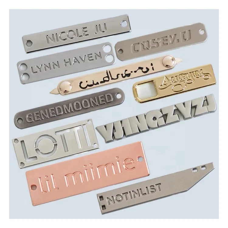 Wholesale Custom Garment Bag Accessories Plate Oem Gold Metal Brand Logo Clothing Label Name Tag