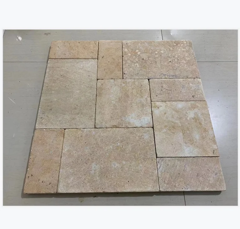 Cheap price Outdoor Natural Stone Beige tumbled garden Non-Slip  limestone paving stone