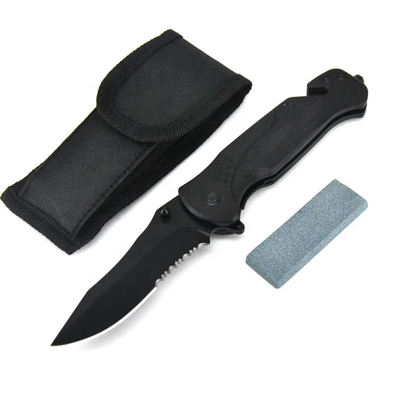 
Spot black portable multifunctional G10 folding knife outdoor tactical camping knife 