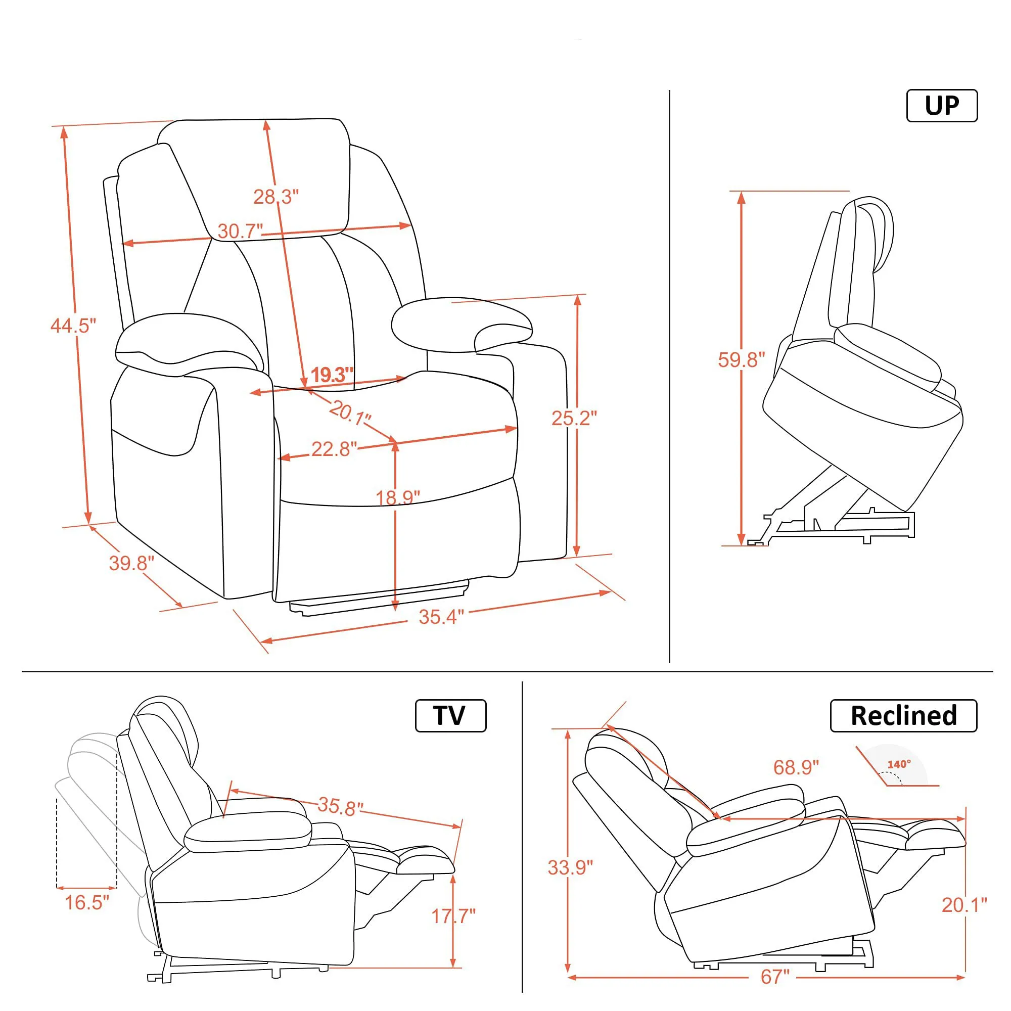 2022 New Supplier Best Sales modern fabric single lift recliner chairs with massage and heat  for Elderly Big and Tall People