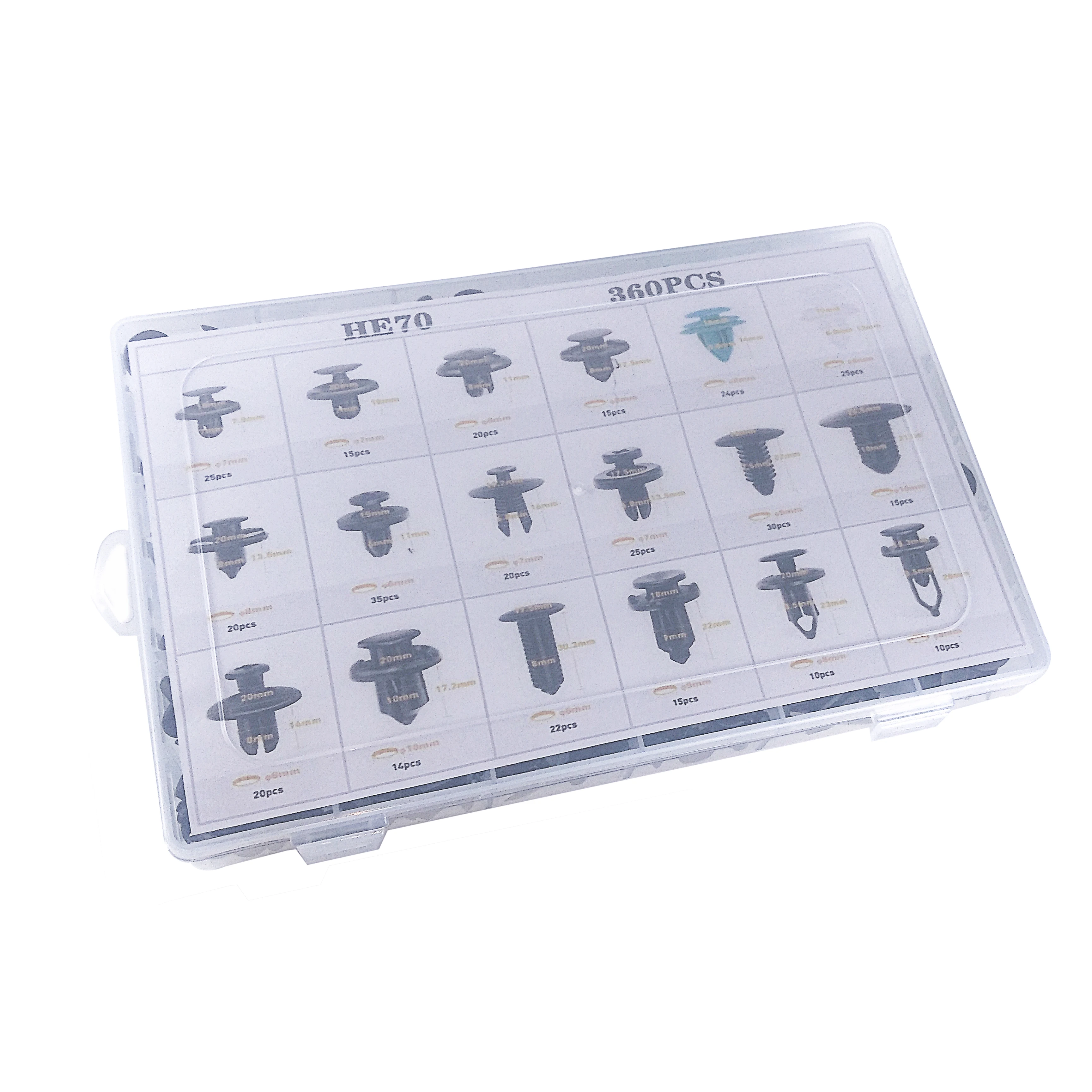 360PCS automobile hybrid fastener bumper fender door plate rivet retainer clamp-push type engine hood fender fastener