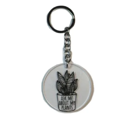 Модный пластиковый акриловый брелок для ключей с растениями персонализированный пользовательский Печатный Прозрачный круглый подарок на свадьбу