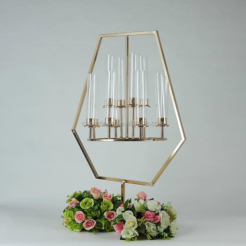 newest design big gold metal candelabra wedding party supplies event table decoration candle holder