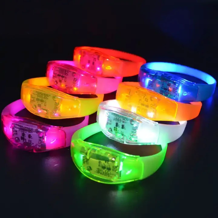 Party Gadgets Custom Lighting Lumineux Glow Flash Flashing Bracelet LED Voice Activated Music Sound Activated LED Bracelet