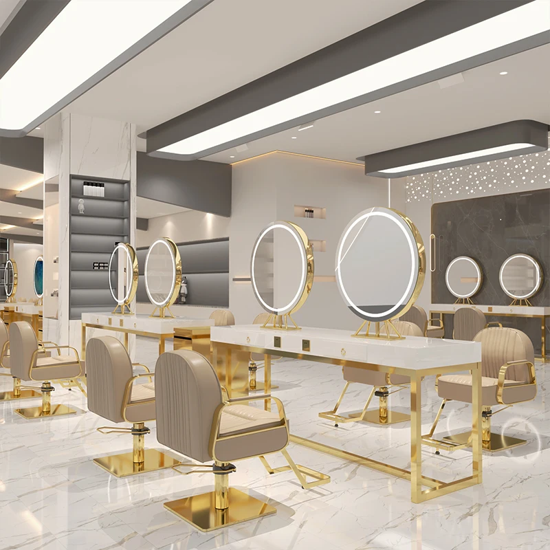 Light Luxury And Fashion Support Customization High End Hair Salon Mirror Station
