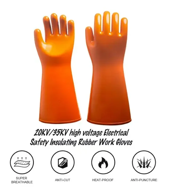 Class 5 High Voltage 10KV 12KV 20KV 35KV Electrician Prevent Electric Natural Rubber Insulated Insulating Gloves