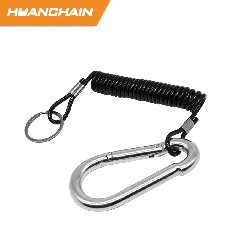 steel wire cable spring plastic tool lanyard coiled extention spiral cord tool tether tools security lanyard