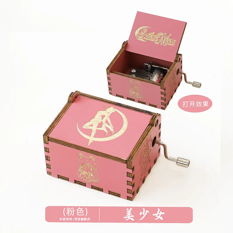 Hot Sale Custom Mini Wood Laser Engraved Music Box Hand Crank Wooden Music Box