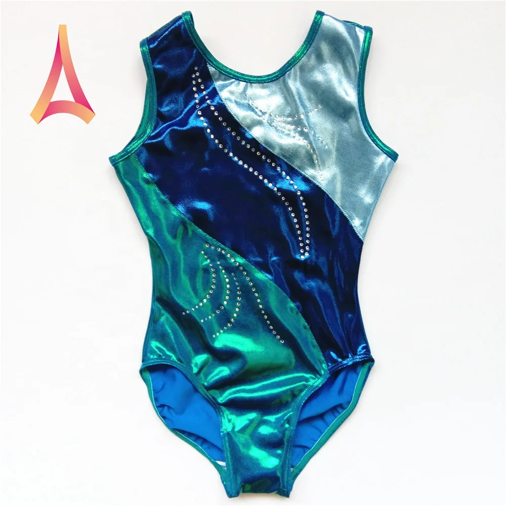 Classic Scoop Leotards for Girls Gymnastics Shiny Colorful  Applique Rhythmic Gymnastics Leotards Professional Supplier