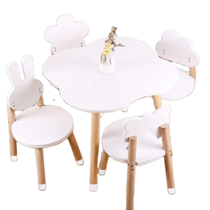 Eco-friendly Children Role Play Wooden Furniture Toy Indoor Play Wooden Desk Chair Combination Set Kids Table Set