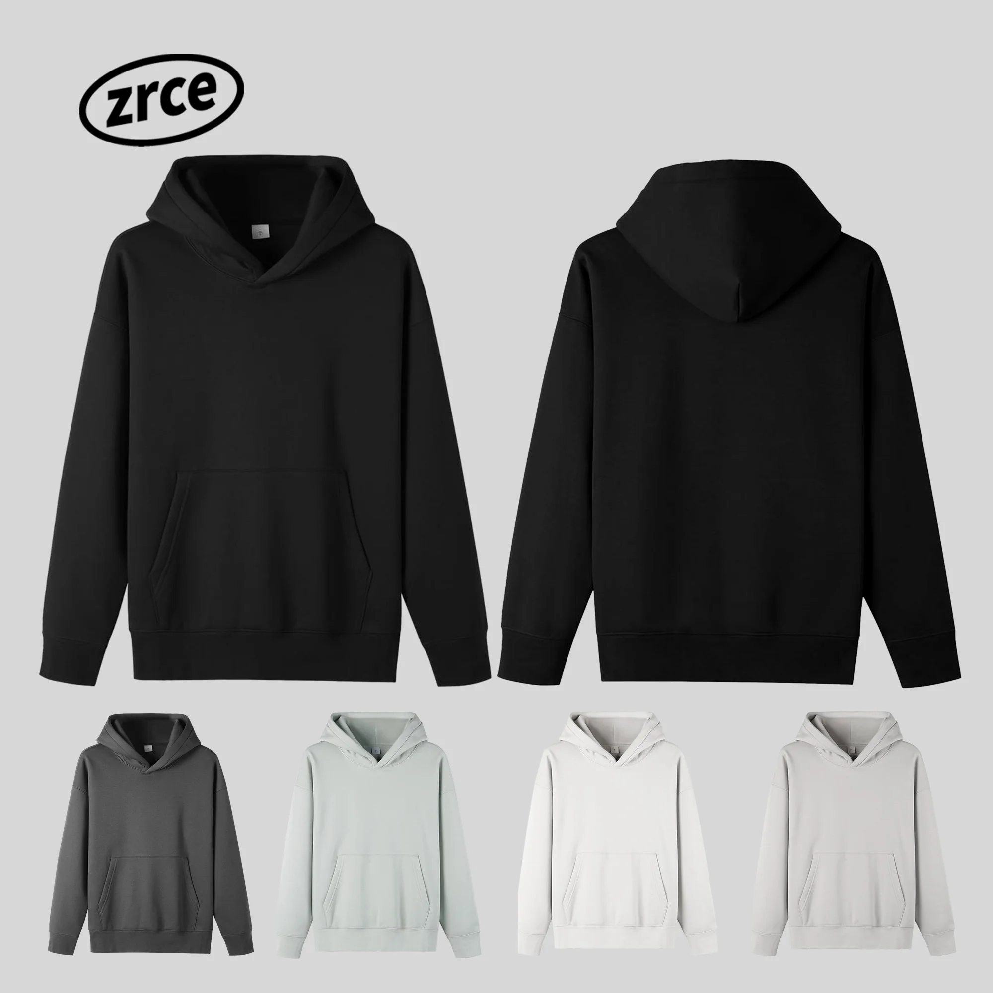 Индивидуальные 350 GSM хлопок полиэстер Hoddies унисекс оверсайз тяжелый флисовый простой черный пустой толстовка мужская без шнурков