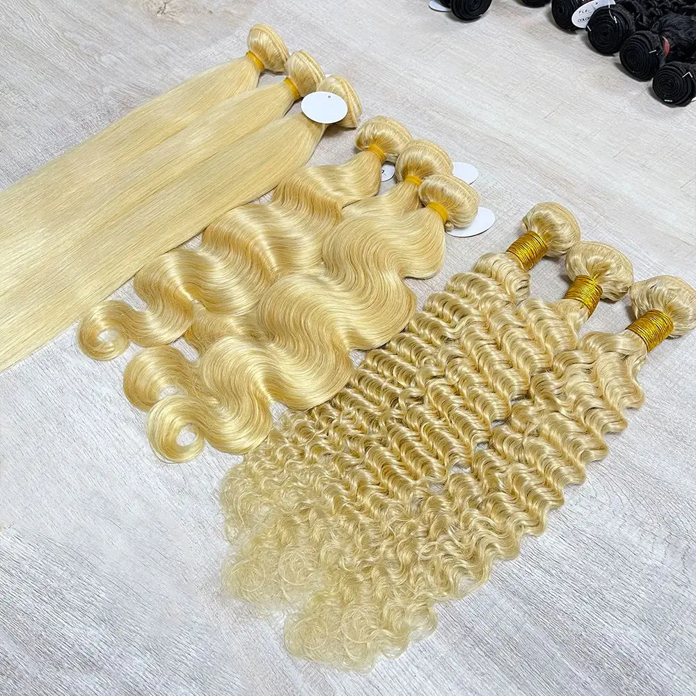 Raw Russian 613 Virgin Hair Weave Bundles Vendor,Unprocessed Human Hair 613 Blonde Hair Bundle,Cuticle Aligned Human Virgin Hair