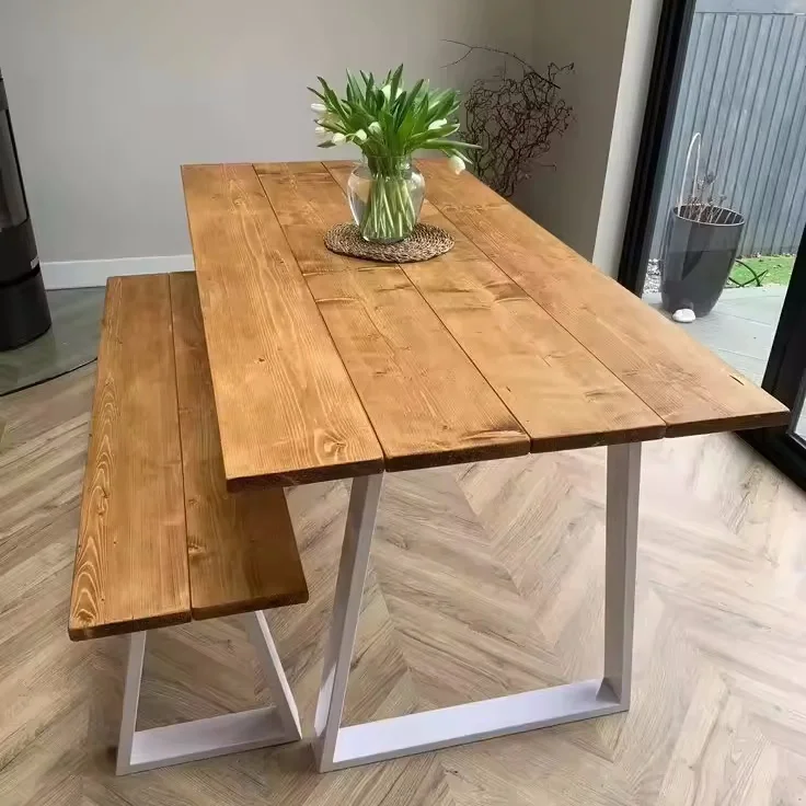 new design modern style live edge household Water-based paint Wood slab pine solid wood Office wooden kitchen dining tables