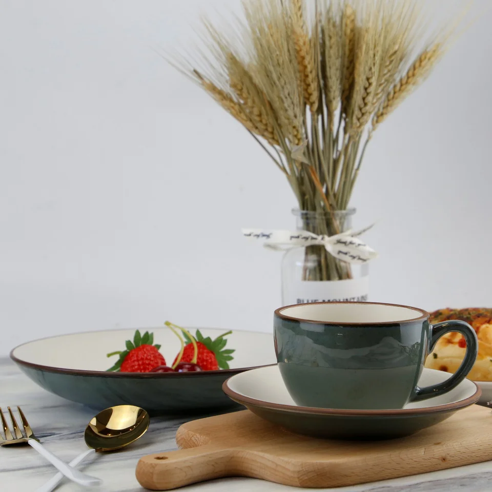 Nordic style Reactive Glaze Ceramic Hand Paint  16pcs Tableware Dinnerware Sets