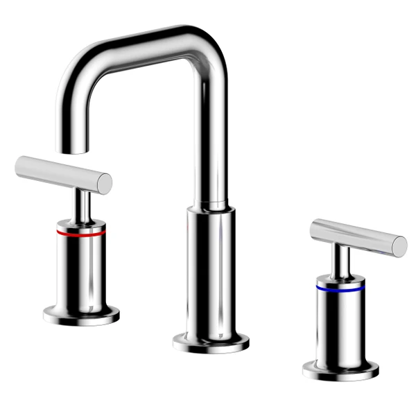 Wholesale Modern 2 In 1 Widespread 8 Inch Brass 3 Hole Dual Handle Gun Back Basin Mixer Lavatory Faucet