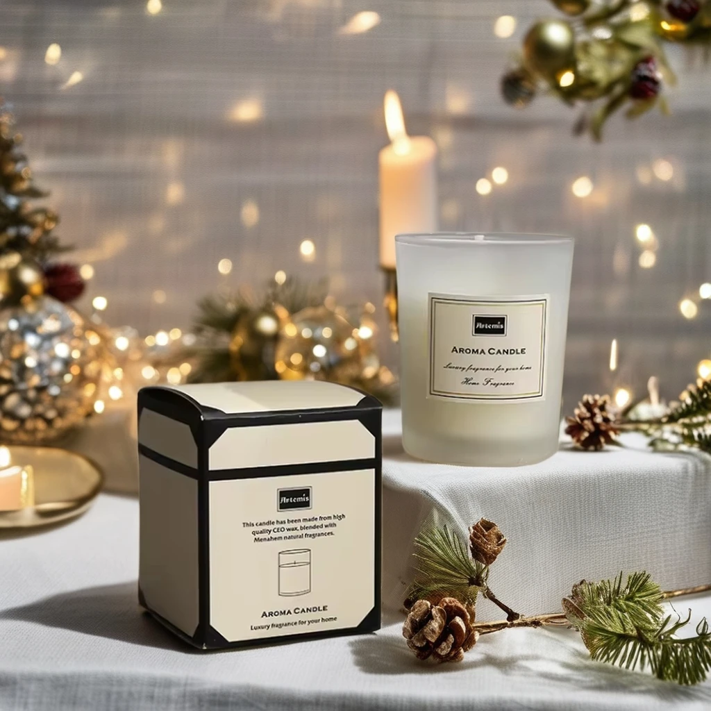 Wholesale Custom Aroma Private Label Soy Wax Candles White Black Glass Scented for Bars Christmas & Easter Gift Set
