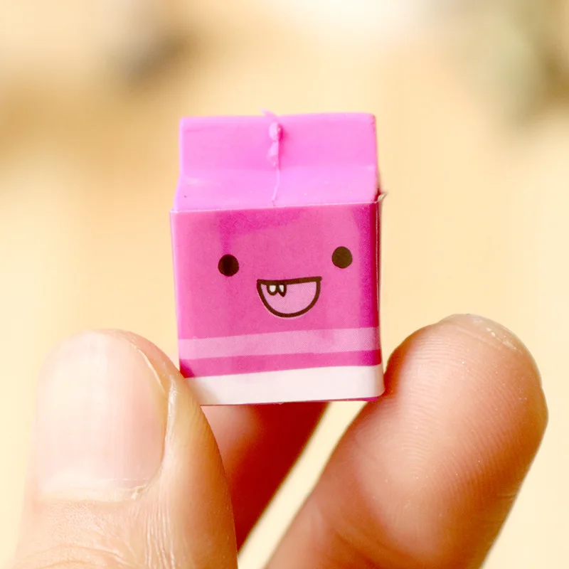 6pcs Cute Milk Biscuits Pencil Non-toxic Rubber Eraser Kawaii Gift Erasers For School And Office Supplies