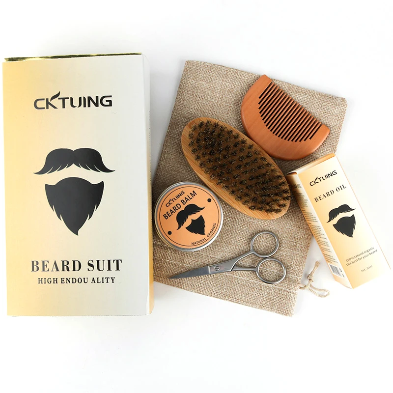 custom logo beard oil kit grooming comb and beard brush set