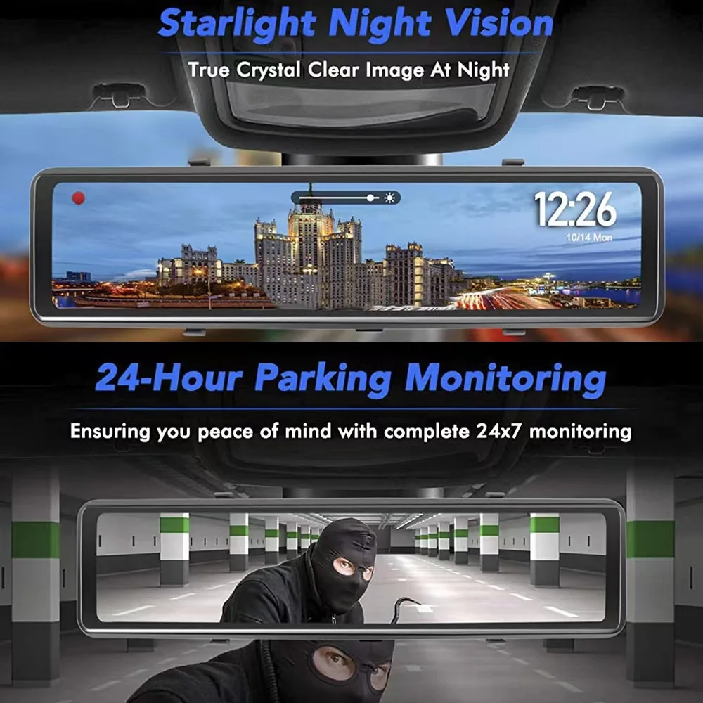 4K Driving recorder 12-inch Rearview mirror 4K HD media dual lens driving recorder