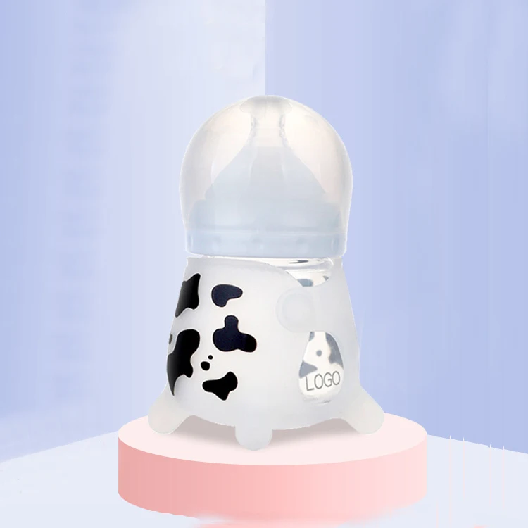 Cow borosilicate baby feeder bottle glass baby bottle anti-colic biberon baby glass feeding bottle
