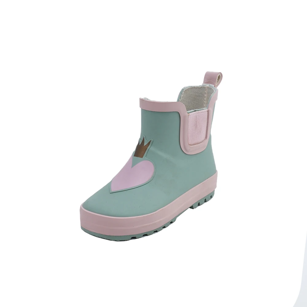 Пользовательские горячие продажи большой ребенок веселые узоры цвета матовые низкие вырезанные лодыжки эластичная лента Волнистые Короткие резиновые сапоги дождь