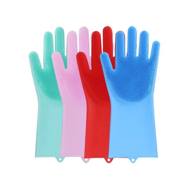 high quality kitchen working waterproof Dishwashing gloves  Heat Resistant Hand Protection Brush silicon mitten washes