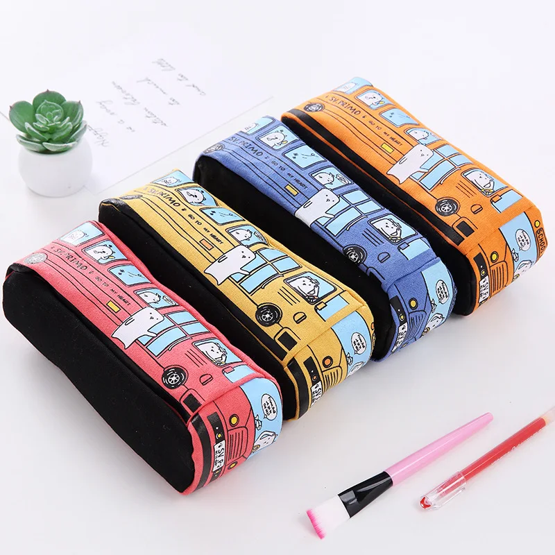 XC Creative Bus Schoolbag Personal Chao Language Simple Pencil Box Stationery Bag