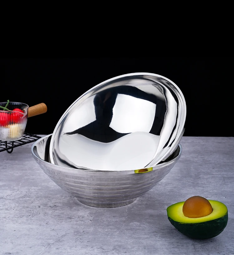 Thickened 304 Stainless Steel Household Double-Layer Insulated Threaded Ragen Bowl