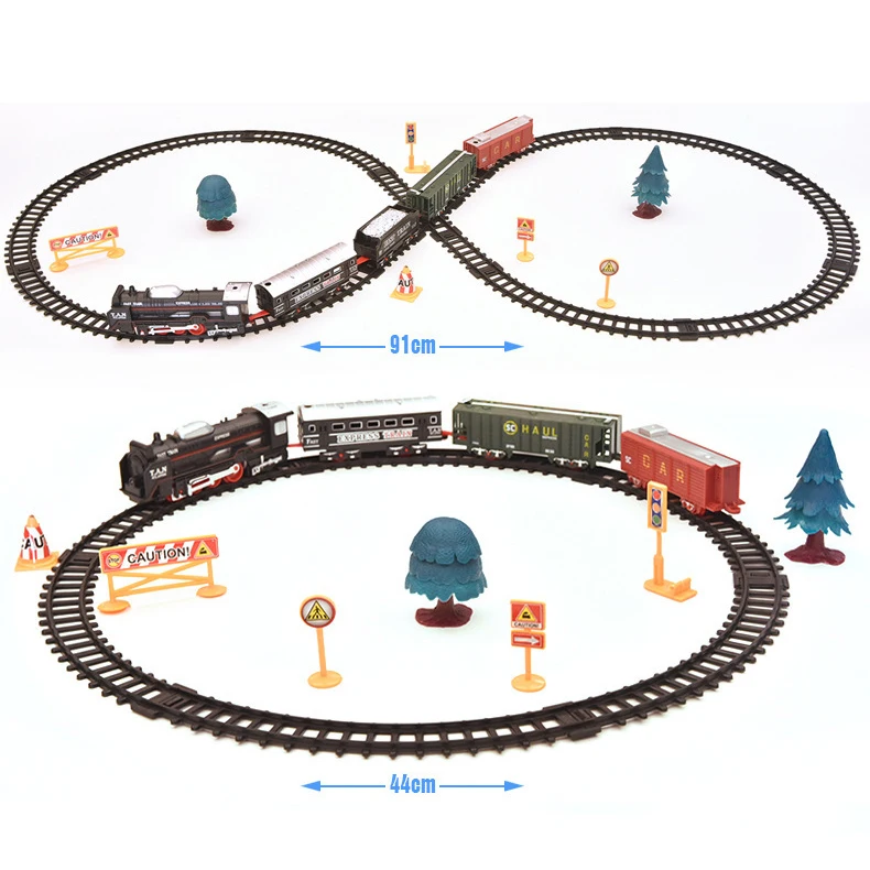 Hot selling 19 Pcs electric rail rail rail train toys for children DIY assembly plastic train track set