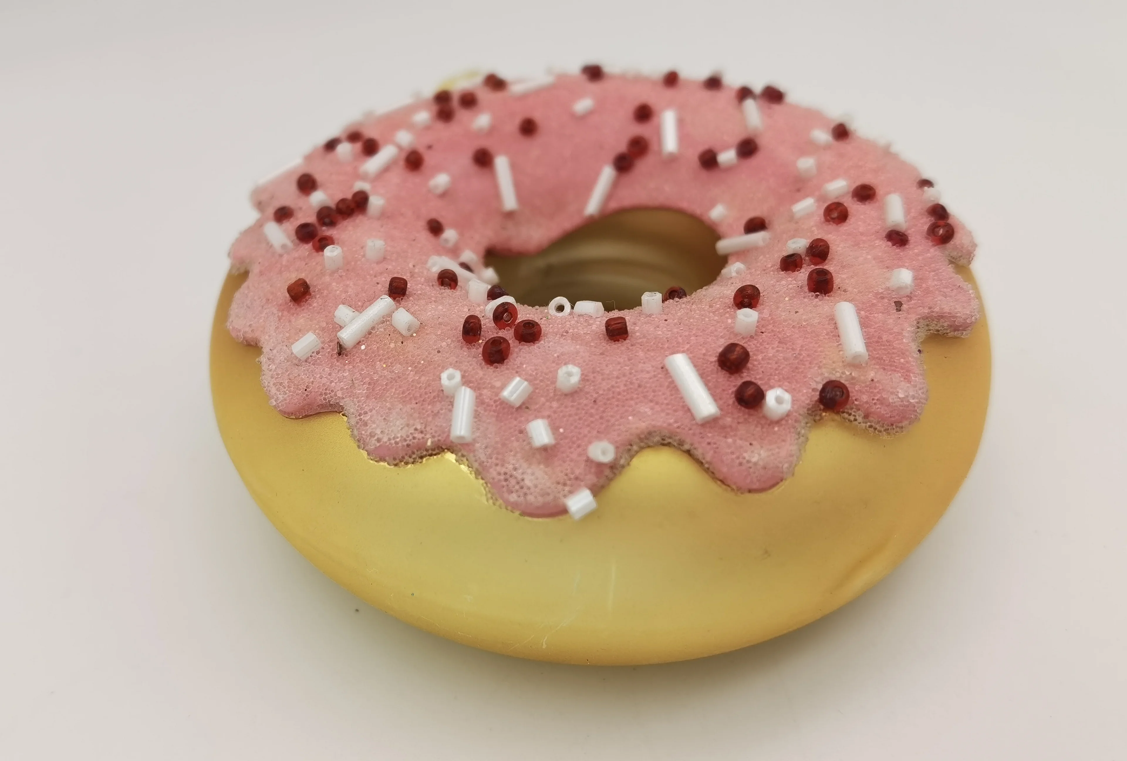 2022 Custom Food Delicate Cute Donut Dessert Shape Hanging Christmas Glass Ornament Donut Christmas Tree Ornament