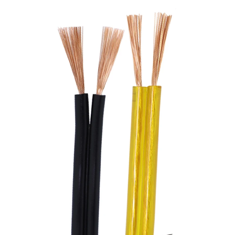 AWM Flat UL2468 22AWG 2 Core PVC Bare Copper Insulation Flat Ribbon White Black Red Black Transparent Speaker Wire Cable